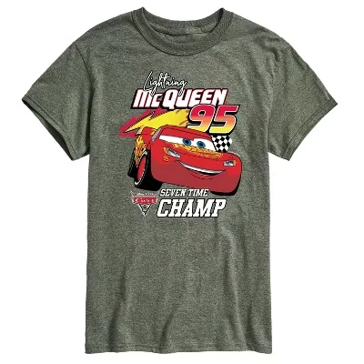 Мужская футболка с коротким рукавом и рисунком семикратного чемпиона Lightning McQueen 95, зеленая