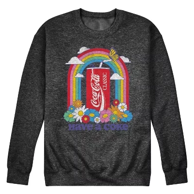 Мужская флисовая толстовка в стиле ретро Have A Coke Rainbow with Flowers с графическим рисунком heather charcoal
