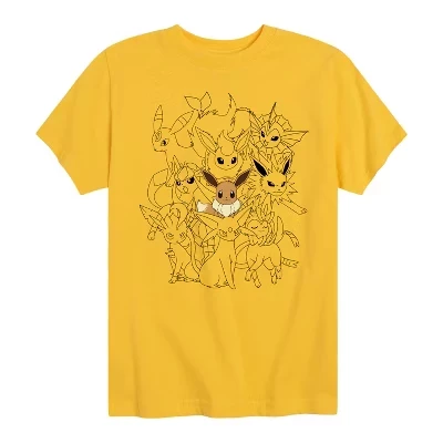 Футболка с коротким рукавом и рисунком Eevee Evolutions для мальчиков с покемонами, желтая