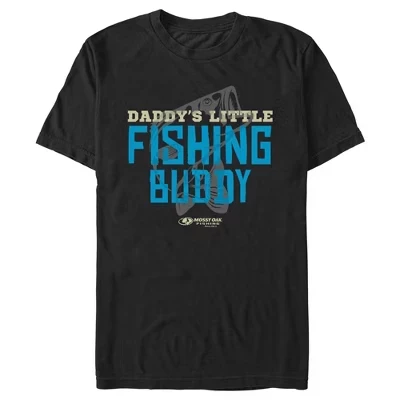 Мужская футболка Daddy's Little Fishing Buddy черного цвета