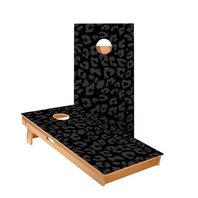 Черные доски с леопардовым принтом Cornhole Boards | В комплект входят (2) доски, дополнительные сумки и аксессуары без аксессуаров