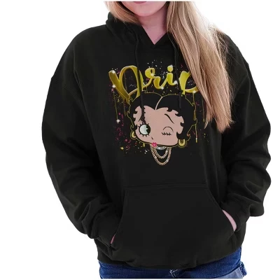Толстовка с капюшоном Betty Boop Bling Drip Paint Splatter Женская лицензионная черная