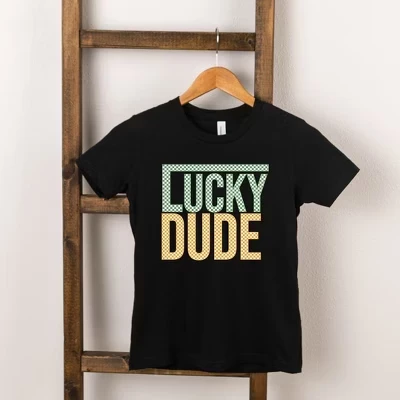 Молодежная футболка с коротким рукавом Lucky Dude в клетку из блоков черного цвета