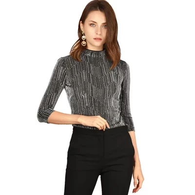 Женская металлизированная блузка INSPIRE CHIC, черная