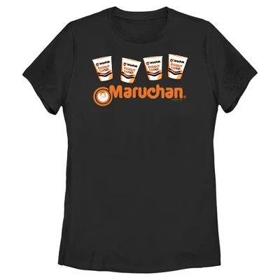 Женская футболка Maruchan с лапшой, черная