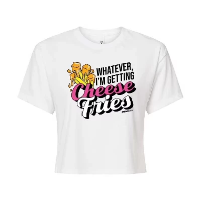 Женская укороченная футболка Mean Girls Cheese Fries, белая