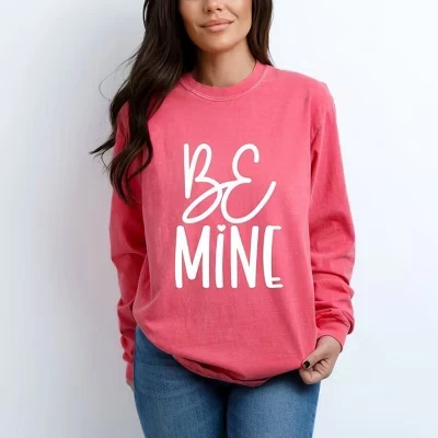 Женская одежда с длинными рукавами Be Mine Words, окрашенная футболка crunchberry
