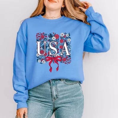Свитшот с кокеткой в цветочек из США carolina