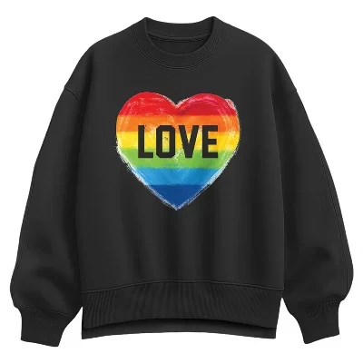 Женская толстовка Rainbow Heart Oversize из флиса черного цвета