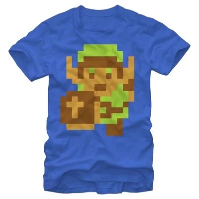 Мужская футболка Nintendo Zelda Pixel Link, синяя