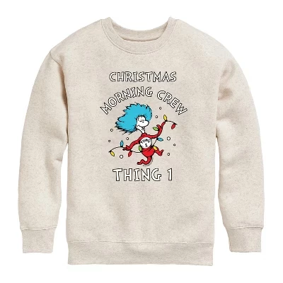 Флисовая толстовка Christmas Morning Crew Thing 1 с рисунком и длинным рукавом из натурального флиса