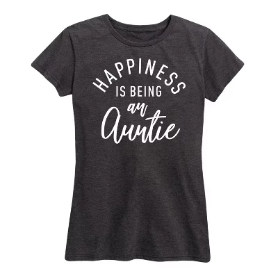 Женская футболка Happiness Auntie с коротким рукавом и графическим рисунком heather charcoal