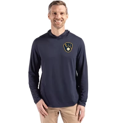 Переработанная мужская рубашка с капюшоном Milwaukee Brewers Coastline Epic Comfort синего цвета