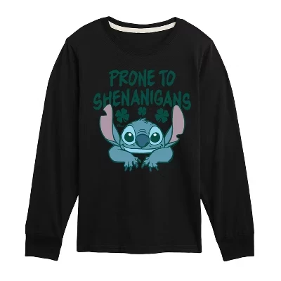 Футболка для мальчиков Lilo & Stitch, длинный рукав, черная