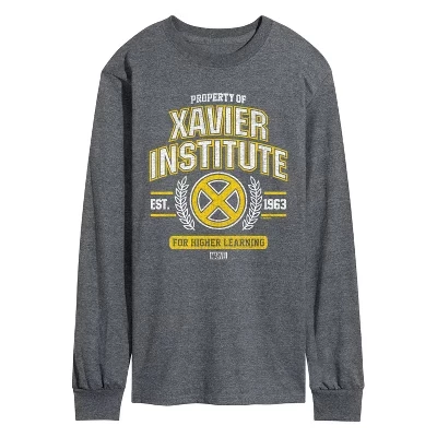 Men's -  - X-Men Property Of Xavier Institute Long Sleeve Graphic T-Shirt heather charcoal