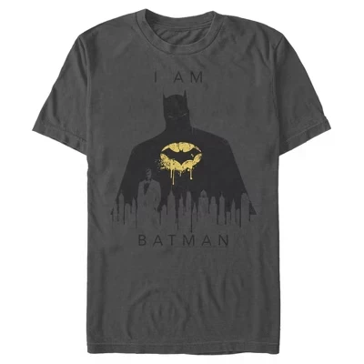 Мужская футболка Batman I Am Gotham Drip с рисунком древесного угля
