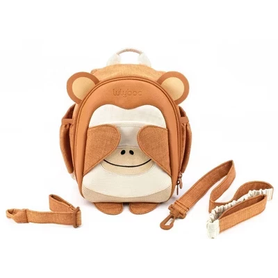 Детский рюкзак LulyBoo Boo Monkey со шлейкой, коричневый