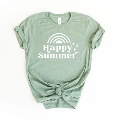 Женская футболка Happy Summer с коротким рукавом и рисунком sage