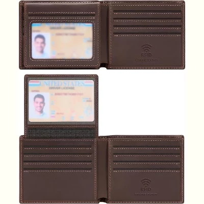 Мужской кожаный кошелек LEVEN SIXTEEN с RFID, 2 окна, коричневый