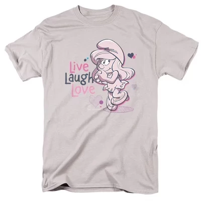 Футболка для взрослых Smurfette Live Laugh Love серебристая silver