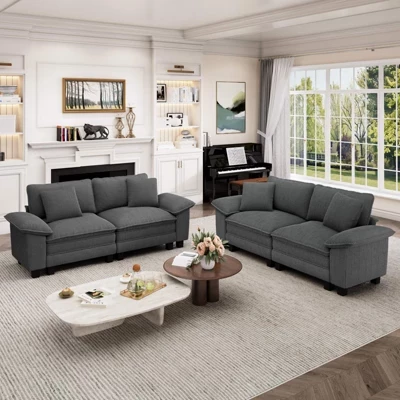 Комплект диванов Cloud Modular 4ШТ Loveseat, удобный секционный диван с глубоким сиденьем для гостиной, обивка из вельветовой и синелевой ткани