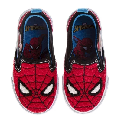 Boys Slip-On Canvas Character Sneakers - Spider-Man, Sonic & TMNT (Big Kid) red