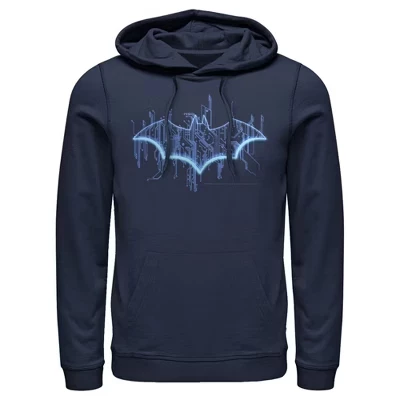 Мужская толстовка с капюшоном с цифровым крылом и логотипом Batman Pull Over синего цвета