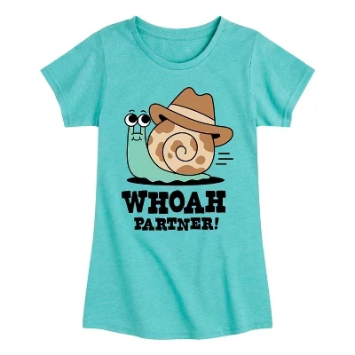 Футболка для девочек Instant Message Snail Cowboy, бирюзовая