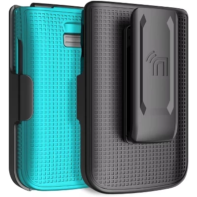 Комбинация для телефона TCL Flip 3 - Жесткий чехол и кобура с зажимом для ремня бирюзового цвета