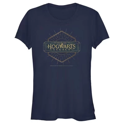 Женская футболка с маленьким логотипом Hogwarts Legacy в стиле ар-деко для юниоров