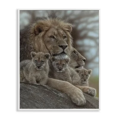 Королевские львята-детеныши Семейства диких Сафари-животных в рамке Giclee Art