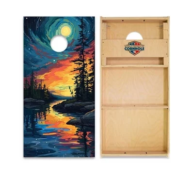 Набор досок Voyageurs National Park 2x4 Cornhole | Включает в себя (2) доски, (8) Сумки и дополнительные аксессуары, а также чехол и подсветку