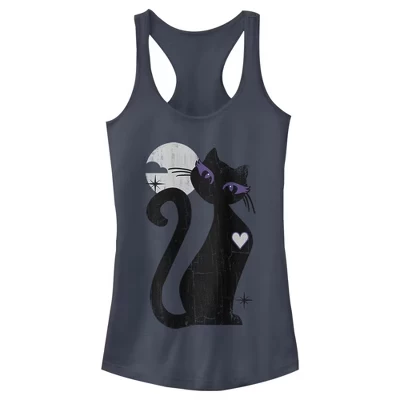 Женская майка для юниоров Lost Gods Halloween Full Moon Black Cat Heart Racerback цвета индиго