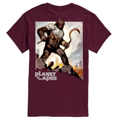 Мужская футболка Planet of the Apes с принтом, бордовая