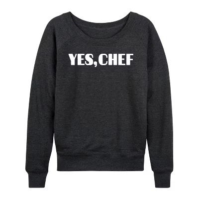 Женская рубашка - - Yes Chef Diner Font Легкая французская махровая рубашка с широким вырезом и длинным рукавом с графическим рисунком heather charcoal