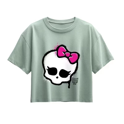 Футболка для девочек Monster High Skull Graffiti Logo, мятная