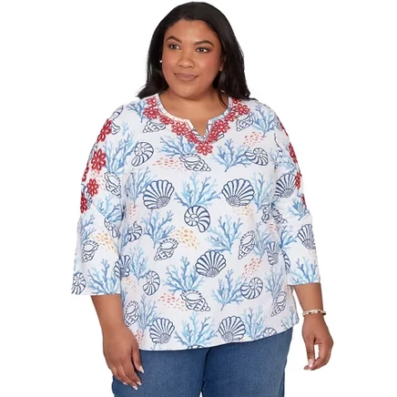 Женский топ Alfred Dunner с вышивкой, 3XL, синий