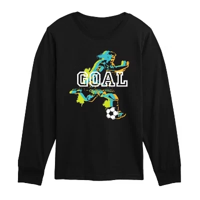 Футболка с рисунком футболиста Splatter Soccer Player с длинным рукавом черного цвета