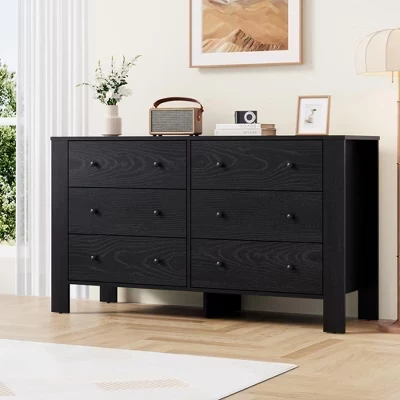 Комод COZONY 127 см с 6 ящиками, черный дуб
