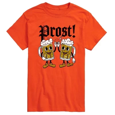 Мужская футболка Oktoberfest Prost Beers с коротким рукавом и рисунком оранжевого цвета