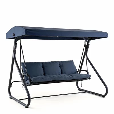Садовые качели Garvee 3-местные, синие