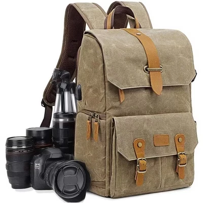 Waterproof Canvas DSLR Camera Backpack - Holds 15.6