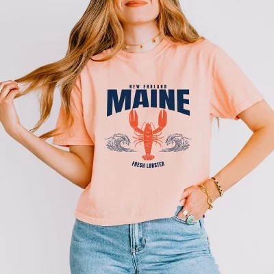 Женская футболка Simply Sage Lobster Waves, персиковая