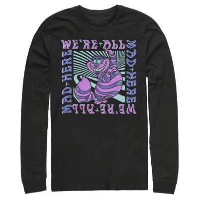 Мужская стильная рубашка с длинным рукавом We're All Mad Here черного цвета