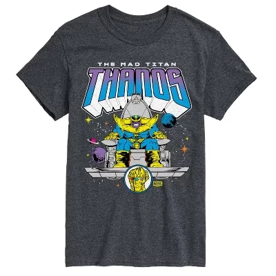 Мужская футболка Thanos Mad Titan с коротким рукавом и графическим рисунком heather charcoal