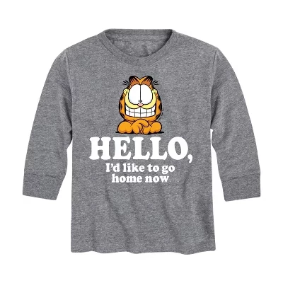 Футболка Athletic heather с длинным рукавом и графическим рисунком Hello Go Home Now