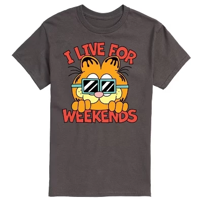 Мужская футболка I Live For Weekend с коротким рукавом и рисунком цвета древесного угля
