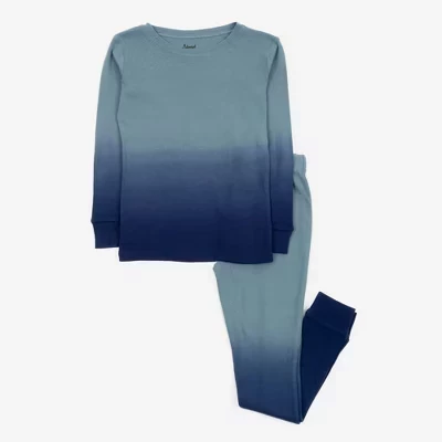 Хлопчатобумажная пижама Leveret Kids Ombr Dye синего цвета
