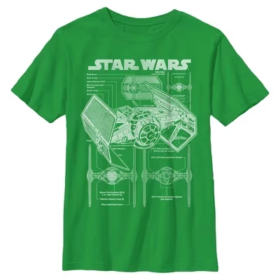 Футболка с рисунком TIE Fighter для мальчиков зеленого цвета