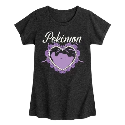 Футболка для девочек Pokemon Ditto, приталенная, черная